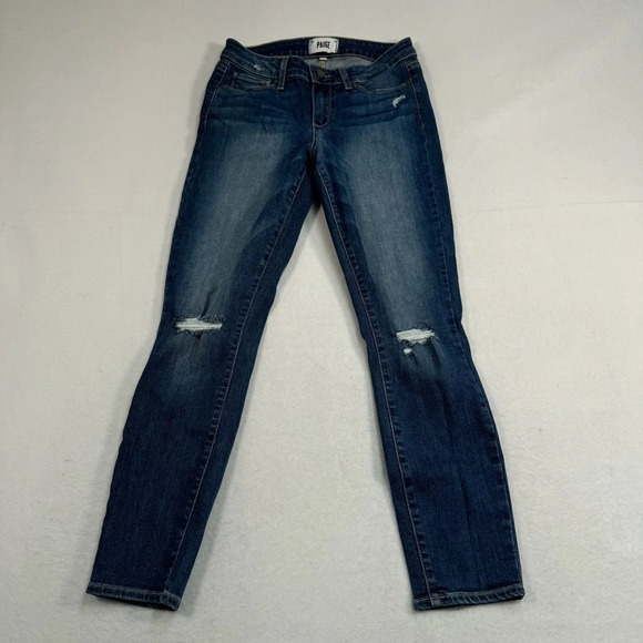 Paige Verdugo Crop Skinny Jeans Womens Size 27 Medium Blue Low Rise - Picture 2 of 13